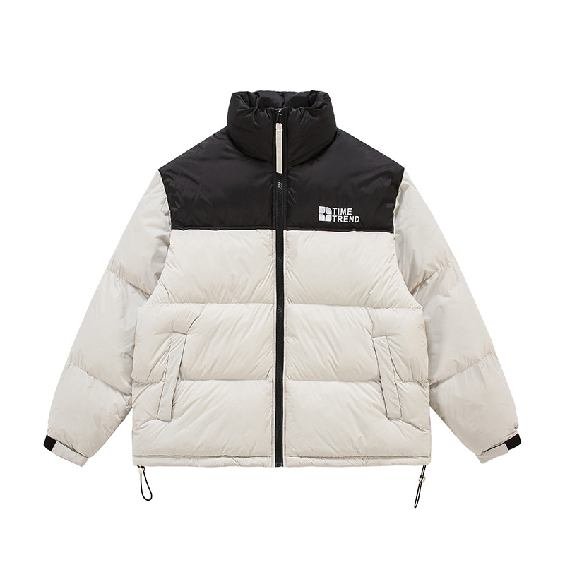 Vertikalios apykaklės medvilniniai drabužiai vyrams, nauji rudens ir žiemos sustorinti medvilniniai švarkai berniukams, madingi prekės ženklo spalvos, atitinkančios šalčiui atsparų šiltą medvilninį paltą