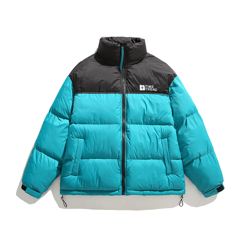 Vertikalios apykaklės medvilniniai drabužiai vyrams, nauji rudens ir žiemos sustorinti medvilniniai švarkai berniukams, madingi prekės ženklo spalvos, atitinkančios šalčiui atsparų šiltą medvilninį paltą