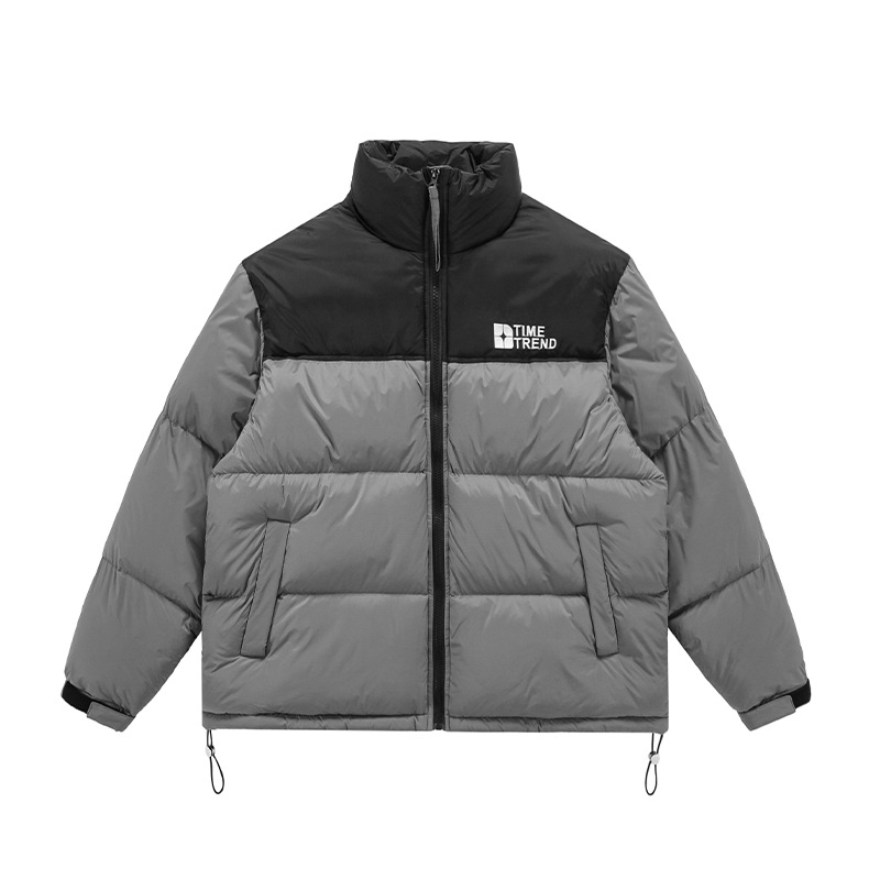 Vertikalios apykaklės medvilniniai drabužiai vyrams, nauji rudens ir žiemos sustorinti medvilniniai švarkai berniukams, madingi prekės ženklo spalvos, atitinkančios šalčiui atsparų šiltą medvilninį paltą