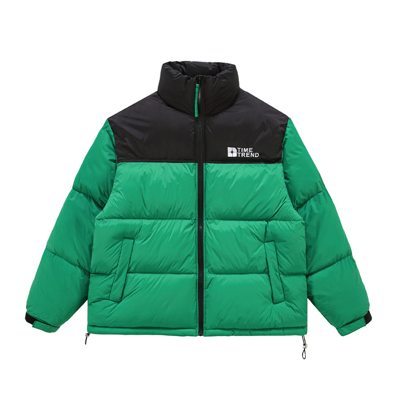 Vertikalios apykaklės medvilniniai drabužiai vyrams, nauji rudens ir žiemos sustorinti medvilniniai švarkai berniukams, madingi prekės ženklo spalvos, atitinkančios šalčiui atsparų šiltą medvilninį paltą