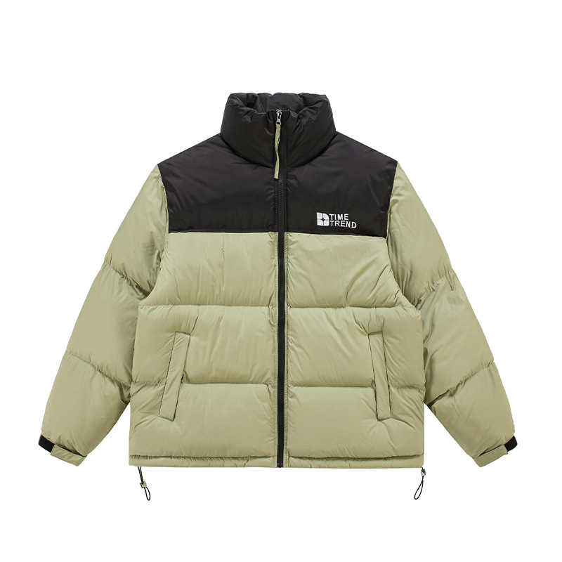 Vertikalios apykaklės medvilniniai drabužiai vyrams, nauji rudens ir žiemos sustorinti medvilniniai švarkai berniukams, madingi prekės ženklo spalvos, atitinkančios šalčiui atsparų šiltą medvilninį paltą