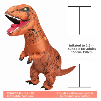 Helovīna T-Rex reālistiski smieklīgi dinozauru piepūšamie apģērbi svētku ballīte smieklīga šova dinozauru apģērbu kleita