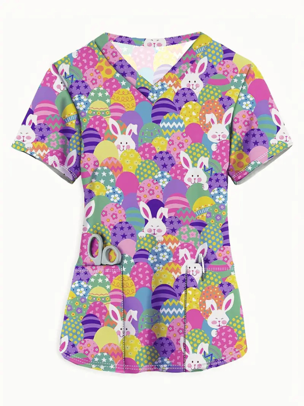 Eiropas un Amerikas ārējās tirdzniecības pārrobežu medmāsu apģērbs medmāsu apģērbs tiešā vairumtirdzniecība dāmu V veida kakla izgriezuma, plecu, vidukļa, tievs, īsu piedurkņu T-krekls