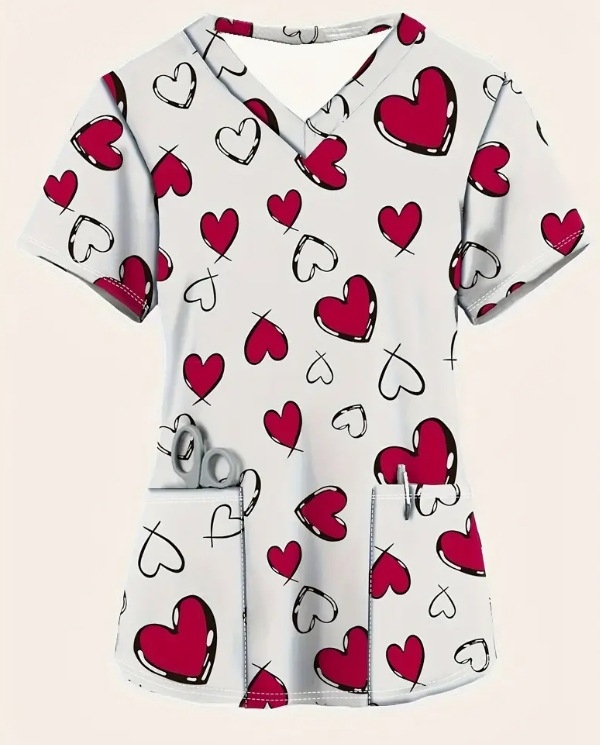 Eiropas un Amerikas ārējās tirdzniecības pārrobežu medmāsu apģērbs medmāsu apģērbs tiešā vairumtirdzniecība dāmu V veida kakla izgriezuma, plecu, vidukļa, tievs, īsu piedurkņu T-krekls