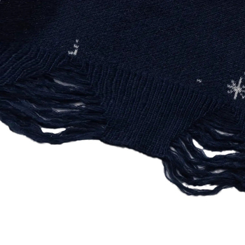 Pulover jacquard cu stele cosmice în stil american, zdrențuit, pentru bărbați și femei, cu tiv și ciucuri, tricotaje de primăvară și toamnă