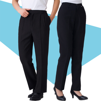 Viesnīcas numura apkalpotāja kombinezona bikses, elastīga jostasvieta, taisnas bikses, īpašuma uzkopšanas bikses, sieviešu ēdināšanas bikses