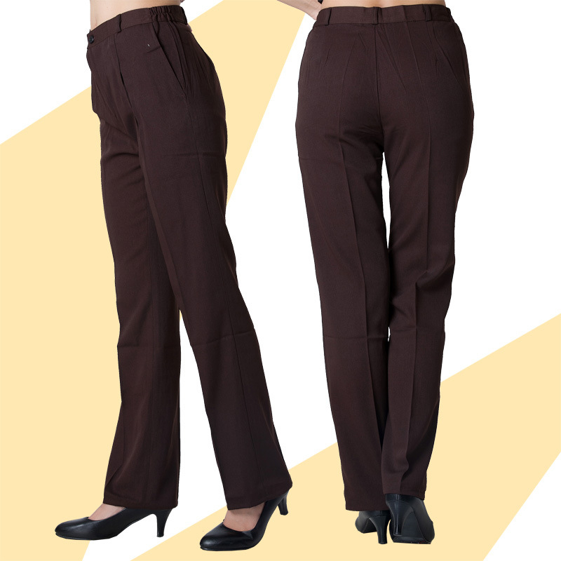 Viesnīcas numura apkalpotāja kombinezona bikses, elastīga jostasvieta, taisnas bikses, īpašuma uzkopšanas bikses, sieviešu ēdināšanas bikses