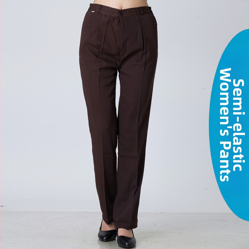 Viesnīcas numura apkalpotāja kombinezona bikses, elastīga jostasvieta, taisnas bikses, īpašuma uzkopšanas bikses, sieviešu ēdināšanas bikses