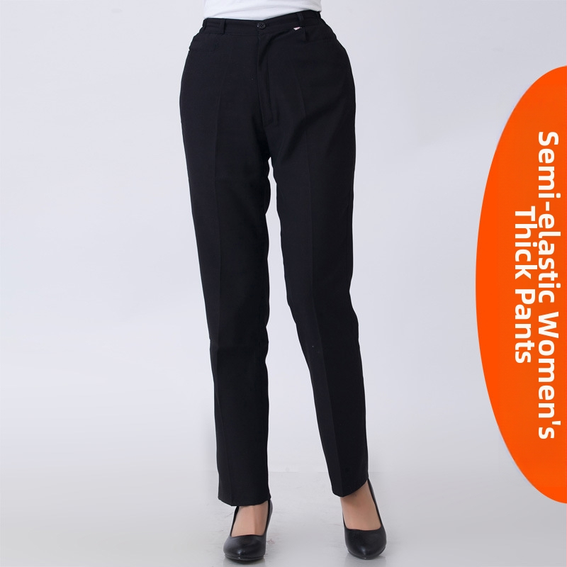 Viesnīcas numura apkalpotāja kombinezona bikses, elastīga jostasvieta, taisnas bikses, īpašuma uzkopšanas bikses, sieviešu ēdināšanas bikses