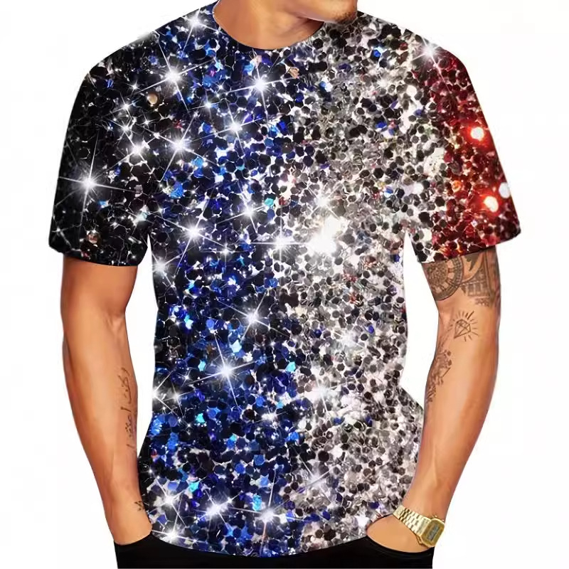 temu tengerentúli raktár nyári férfi új rövid ujjú póló 3D digitális nyomtatás strand