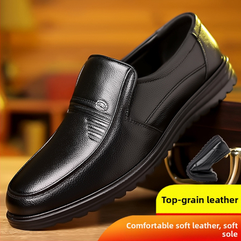 Felső rétegű marhabőr férfi bőrcipő, nagy méret, 47-es üzleti alkalmi cipő, puha talpú, kerek orrú, középkorú és idős apáknak való, száz torony szandál