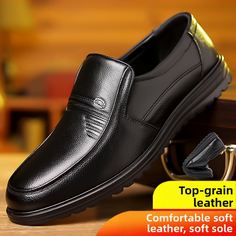 Felső rétegű marhabőr férfi bőrcipő, nagy méret, 47-es üzleti alkalmi cipő, puha talpú, kerek orrú, középkorú és idős apáknak való, száz torony szandál