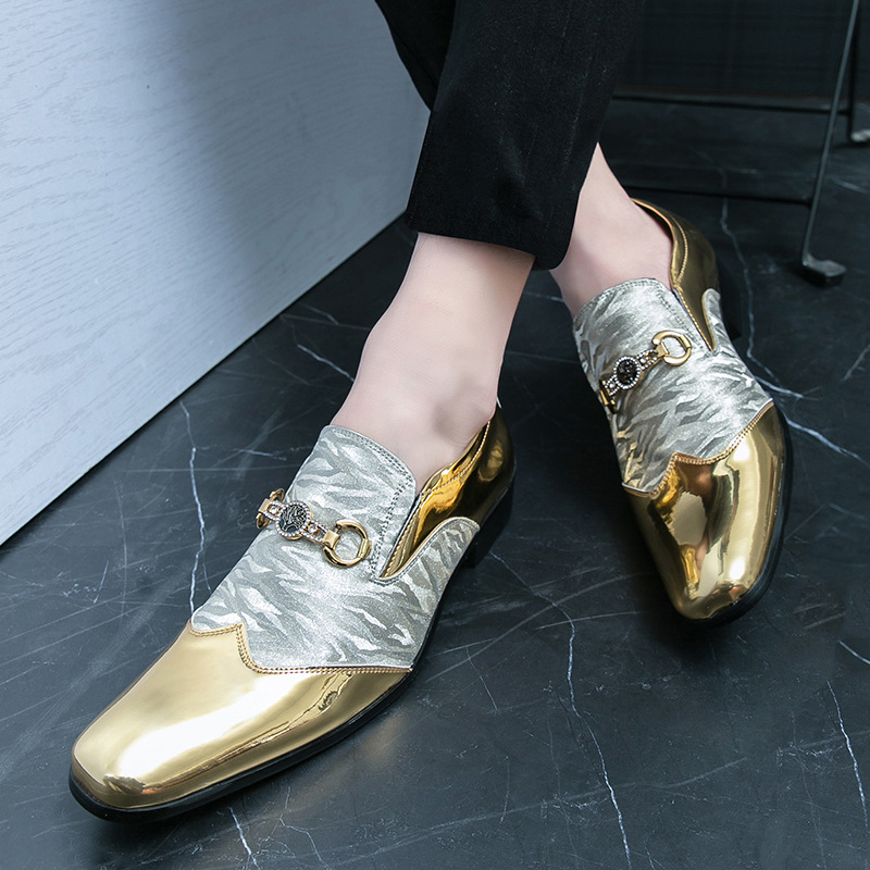 Határokon átnyúló, plus size, élénk színű, új, lezser, divatos, brit Chelsea csatos, hegyes bőr férfi mokaszincipő