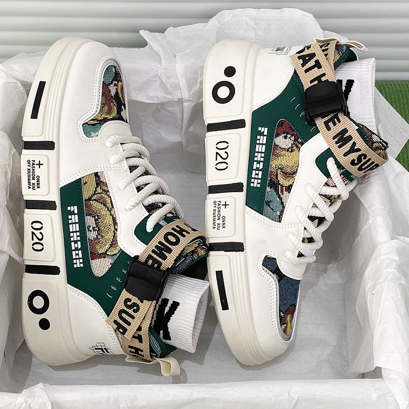 Férfi cipők Tavaszi és őszi vászon magas szárú sportcipők Szülő-gyermek cipők Vastag talpú tornacipők Tizenéveseknek Hétköznapi Közepes szárú Nagyobb gyerek futócipők