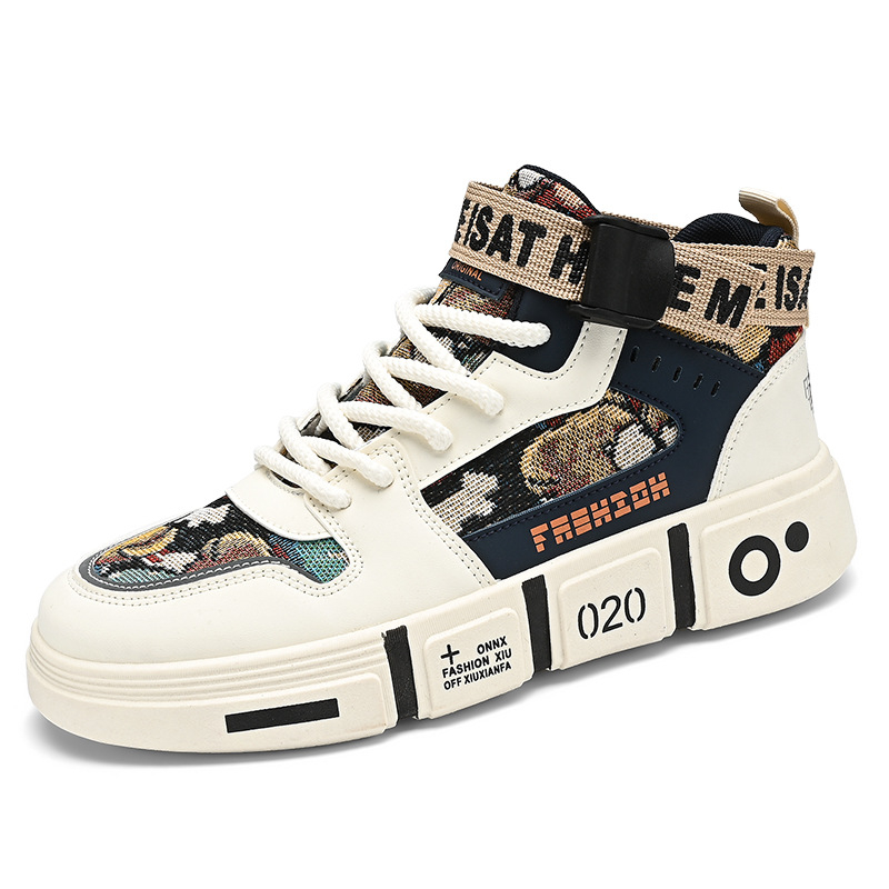 Férfi cipők Tavaszi és őszi vászon magas szárú sportcipők Szülő-gyermek cipők Vastag talpú tornacipők Tizenéveseknek Hétköznapi Közepes szárú Nagyobb gyerek futócipők