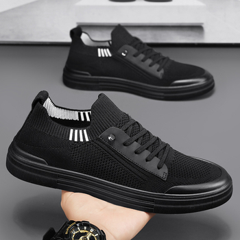 Ανδρικά Παπούτσια 2024 Νέα Καλοκαιρινά Explosions All-match Αναπνέουσα Επιφάνεια Flying Mesh Άνετη Μαλακή Πάτος Ελαφριά Slip-on Flat Shoes