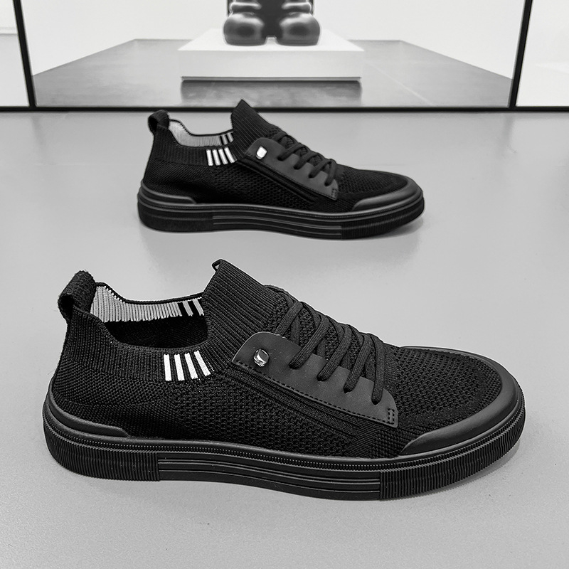 Férfi cipők 2024 Új nyári robbanások Minden mérkőzéshez megfelelő, lélegző, repülő hálós felületű, kényelmes, puha talpú, könnyű, bebújós, lapos cipő