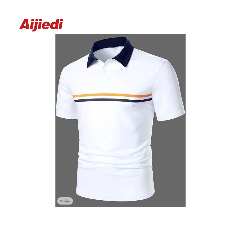Tricou sport european și american, vânzare rapidă transfrontalieră, cu nasturi în dungi, Amazon Cross, pentru bărbați, guler Henry Horse, vară 2023