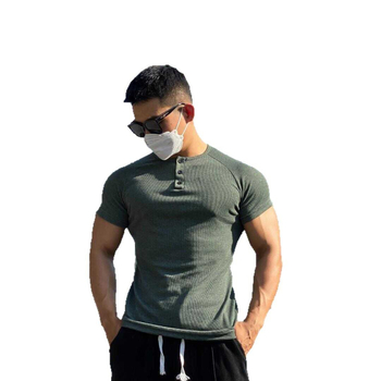 Erős Izomú Férfi Divat Henry Ing Rövid Ujjú Fitness Sport Póló Edzőing Légáteresztő Elasztikus Félujjú Nyitott