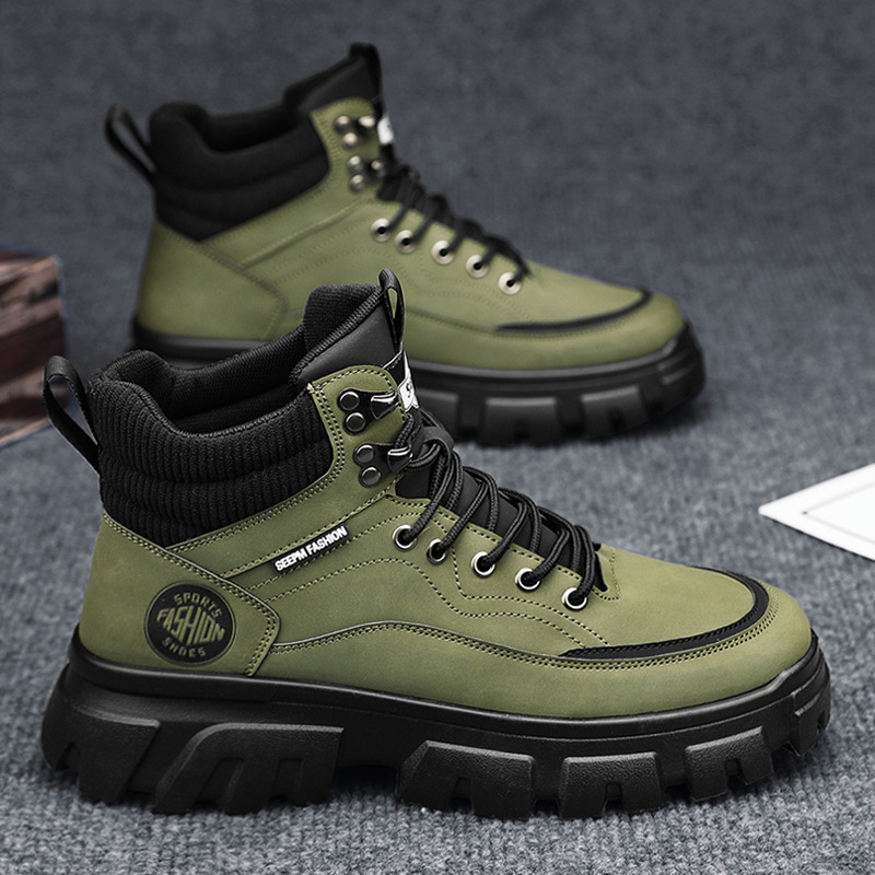 Martin csizma férfiaknak, 2024-es téli hótaposó, polár béléssel, meleg, magas szárú, brit stílusú munkacipő, sokoldalú motoros bőrcsizma