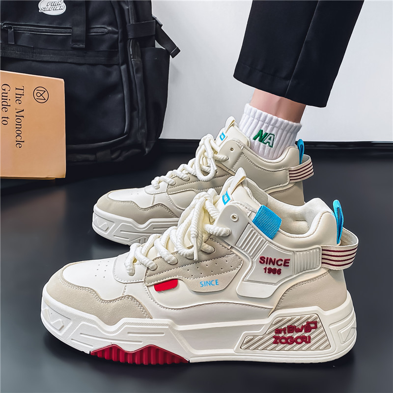 Magas szárú férfi cipő, téli, niche dizájn, Joker alkalmi cipő, ifjúsági, diák, sportcipő, vastag talpú, Xu Heng 6 évszak