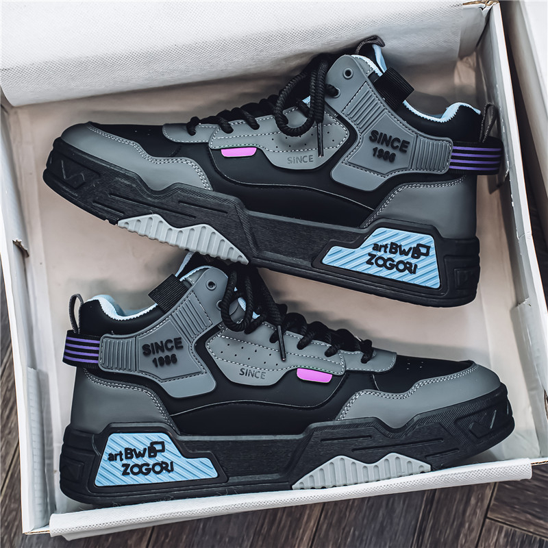 Magas szárú férfi cipő, téli, niche dizájn, Joker alkalmi cipő, ifjúsági, diák, sportcipő, vastag talpú, Xu Heng 6 évszak