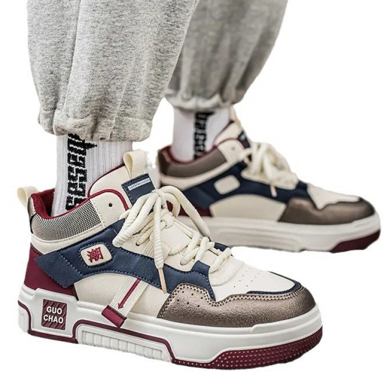 Magas szárú férfi cipő, téli, niche dizájn, Joker alkalmi cipő, ifjúsági, diák, sportcipő, vastag talpú, Xu Heng 6 évszak