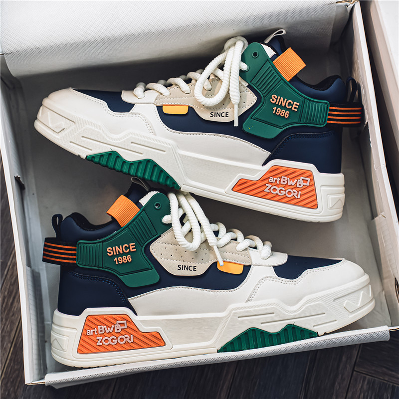 Magas szárú férfi cipő, téli, niche dizájn, Joker alkalmi cipő, ifjúsági, diák, sportcipő, vastag talpú, Xu Heng 6 évszak