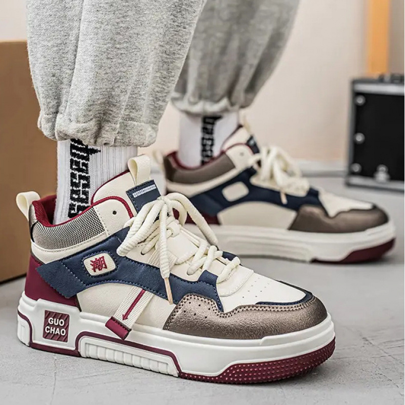 Magas szárú férfi cipő, téli, niche dizájn, Joker alkalmi cipő, ifjúsági, diák, sportcipő, vastag talpú, Xu Heng 6 évszak