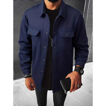 2024-es akciós őszi/téli férfi lezser, egysoros kabát, őszi/téli sikkes, zsebes, lapos dzseki