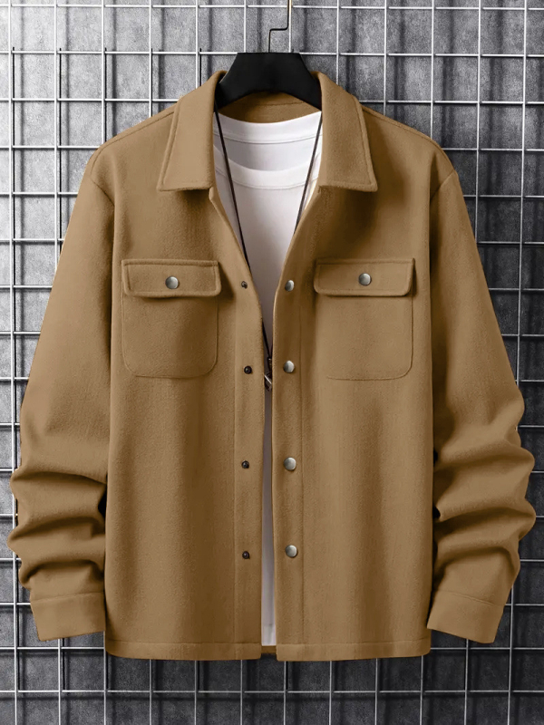 2024-es akciós őszi/téli férfi lezser, egysoros kabát, őszi/téli sikkes, zsebes, lapos dzseki