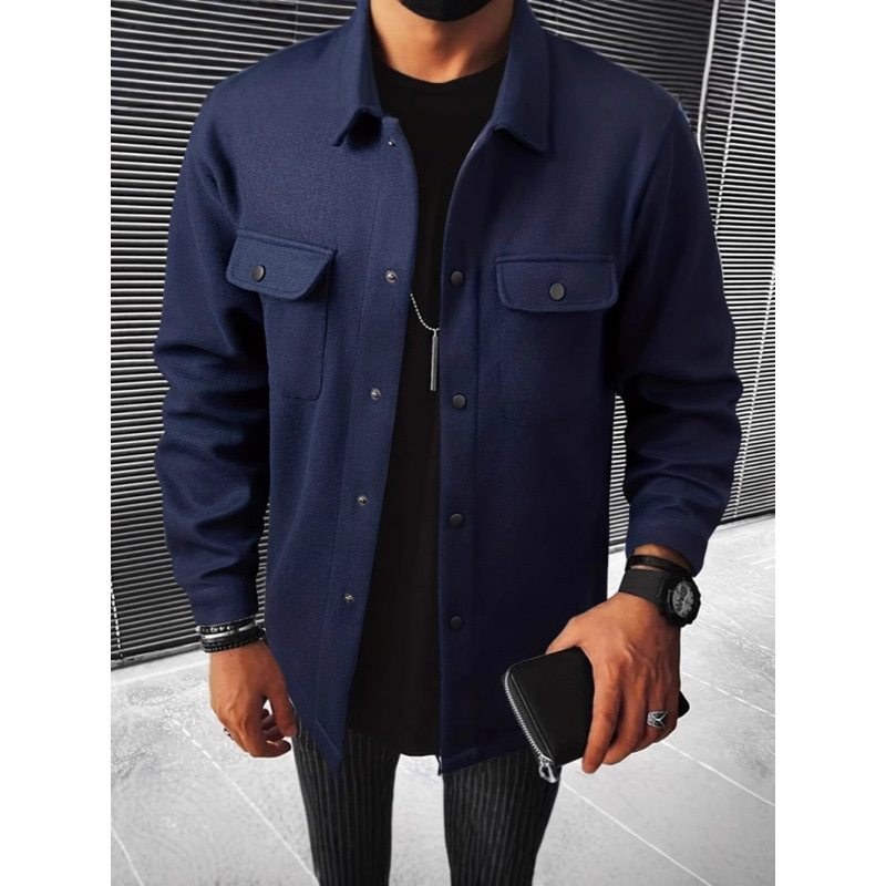 2024-es akciós őszi/téli férfi lezser, egysoros kabát, őszi/téli sikkes, zsebes, lapos dzseki