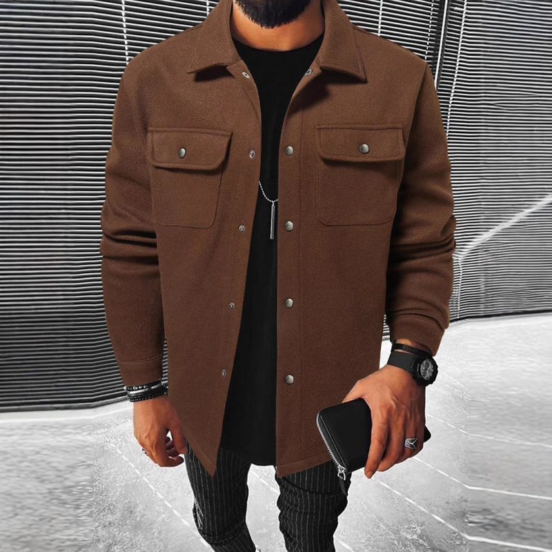 2024-es akciós őszi/téli férfi lezser, egysoros kabát, őszi/téli sikkes, zsebes, lapos dzseki