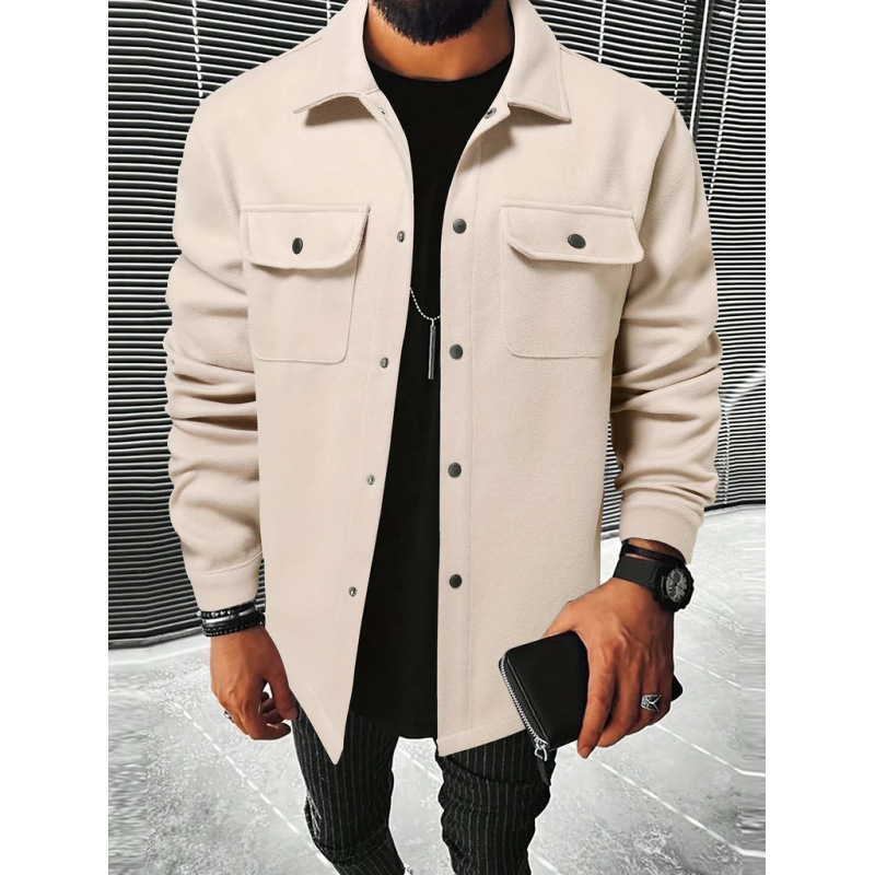 2024-es akciós őszi/téli férfi lezser, egysoros kabát, őszi/téli sikkes, zsebes, lapos dzseki