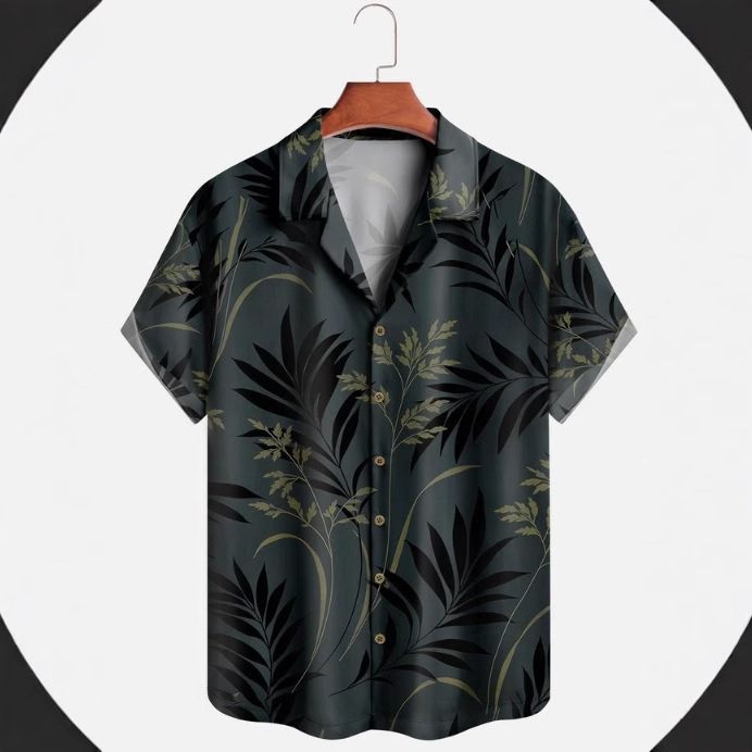 2025 Határokon átnyúló külkereskedelmi nyári új 3D digitális nyomtatású férfi alkalmi rövid ujjú ing