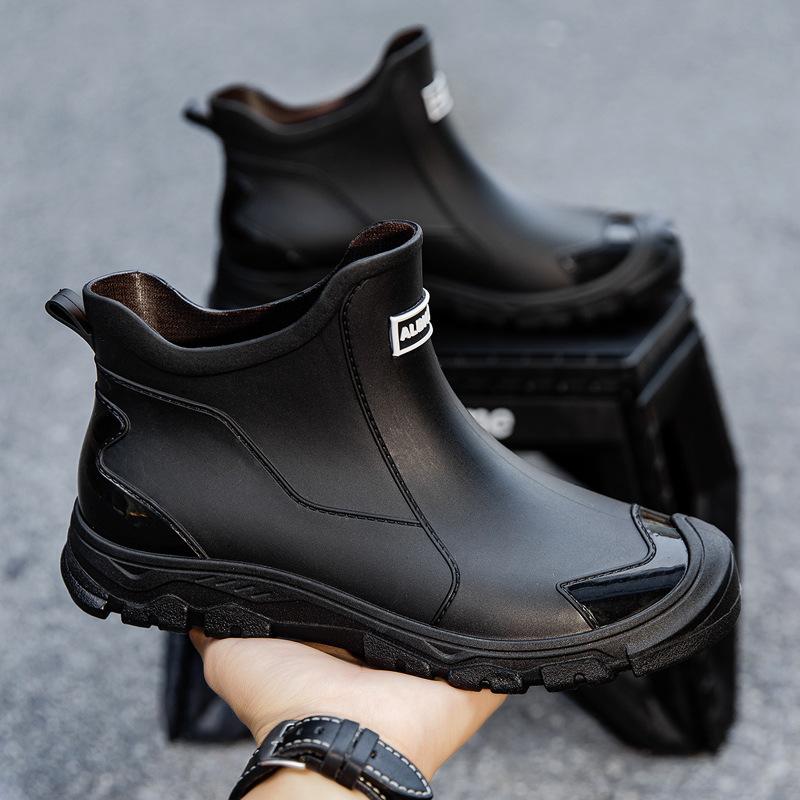 Χαμηλά, λευκά, αδιάβροχα, ανοιξιάτικα και φθινοπωρινά παπούτσια κουζίνας, σεφ κουζίνας, αντι-talk, λαστιχένια παπούτσια, δροσερά μαύρα ανδρικά παπούτσια νερού, υπαίθρια, φλατ παπούτσια για περπάτημα για άνδρες