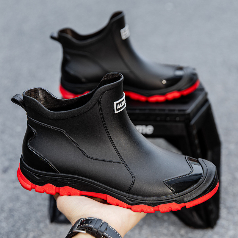 Χαμηλά, λευκά, αδιάβροχα, ανοιξιάτικα και φθινοπωρινά παπούτσια κουζίνας, σεφ κουζίνας, αντι-talk, λαστιχένια παπούτσια, δροσερά μαύρα ανδρικά παπούτσια νερού, υπαίθρια, φλατ παπούτσια για περπάτημα για άνδρες