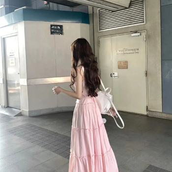 2024-es nyári új koreai viselet női hosszú ujjú naptej blúz sling ruha kétrészes szett