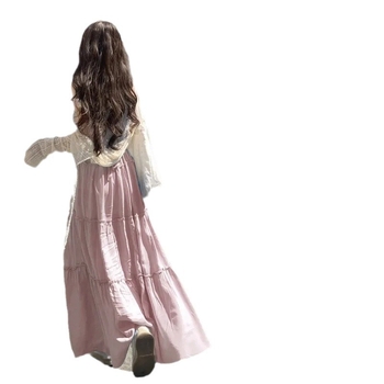 2024-es nyári új koreai viselet női hosszú ujjú naptej blúz sling ruha kétrészes szett