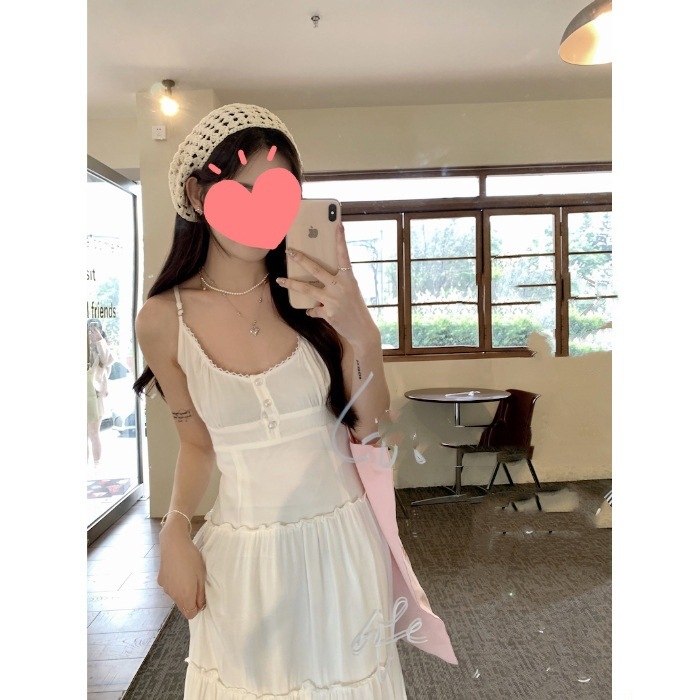 2024-es nyári új koreai viselet női hosszú ujjú naptej blúz sling ruha kétrészes szett