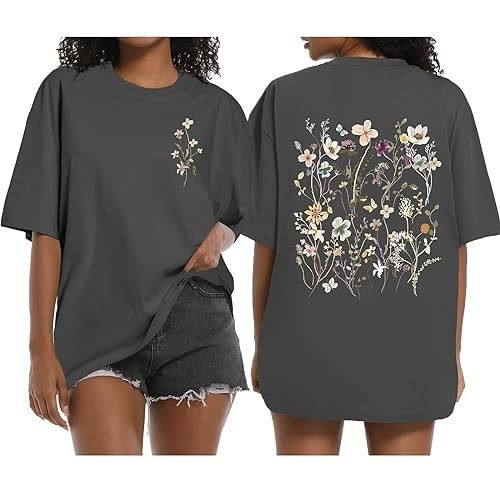 Határokon átnyúló külkereskedelmi laza pamut póló Női friss rajzfilmmintás rövid ujjú, lélegző, rövid ujjú felső, laza plus size póló