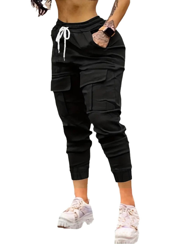 Európai és amerikai, határokon átnyúló, népszerű, nagy méretű női nadrág, alkalmi overall, divatos és sokoldalú, húzózsinóros, flip-flap zsebes nadrág, közvetlen gyári beszerzés