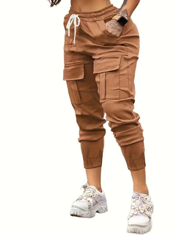 Európai és amerikai, határokon átnyúló, népszerű, nagy méretű női nadrág, alkalmi overall, divatos és sokoldalú, húzózsinóros, flip-flap zsebes nadrág, közvetlen gyári beszerzés