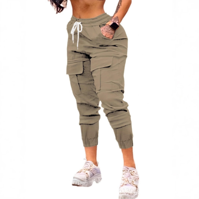 Európai és amerikai, határokon átnyúló, népszerű, nagy méretű női nadrág, alkalmi overall, divatos és sokoldalú, húzózsinóros, flip-flap zsebes nadrág, közvetlen gyári beszerzés