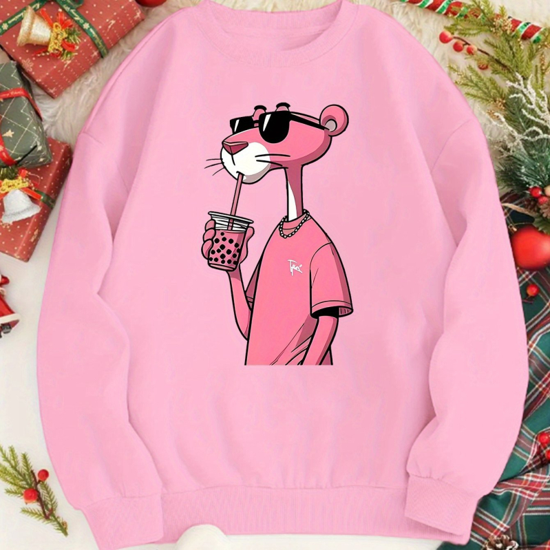 Női divatos rajzfilmfigurás pulóver - Lezser kerek nyakú