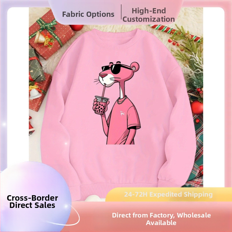 Női divatos rajzfilmfigurás pulóver - Lezser kerek nyakú