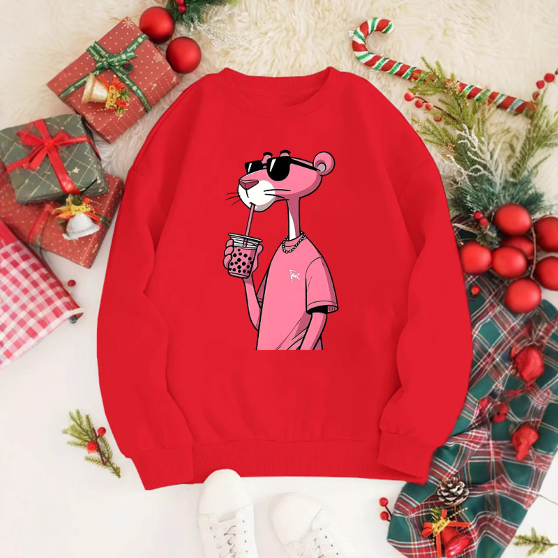 Női divatos rajzfilmfigurás pulóver - Lezser kerek nyakú