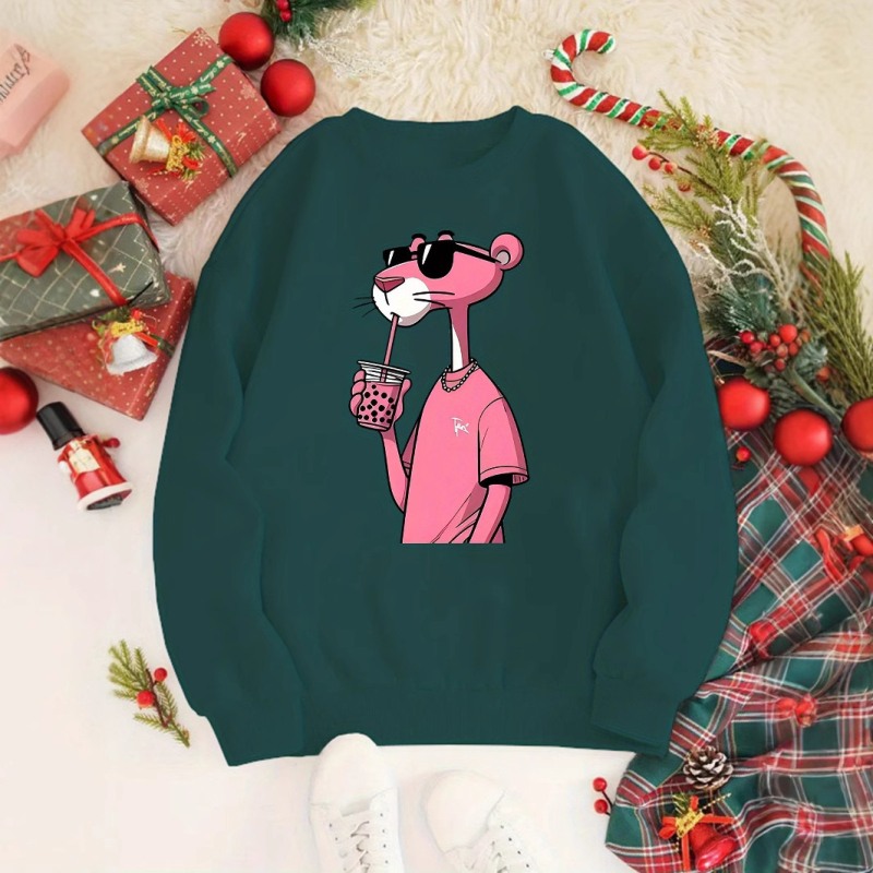 Női divatos rajzfilmfigurás pulóver - Lezser kerek nyakú