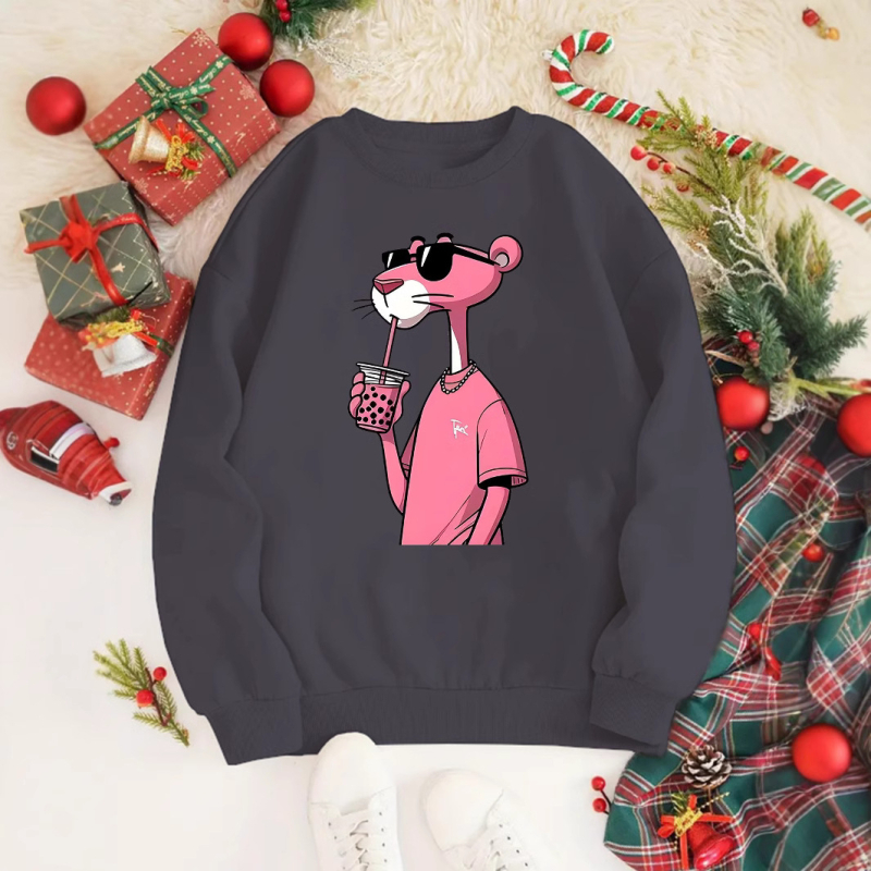 Női divatos rajzfilmfigurás pulóver - Lezser kerek nyakú