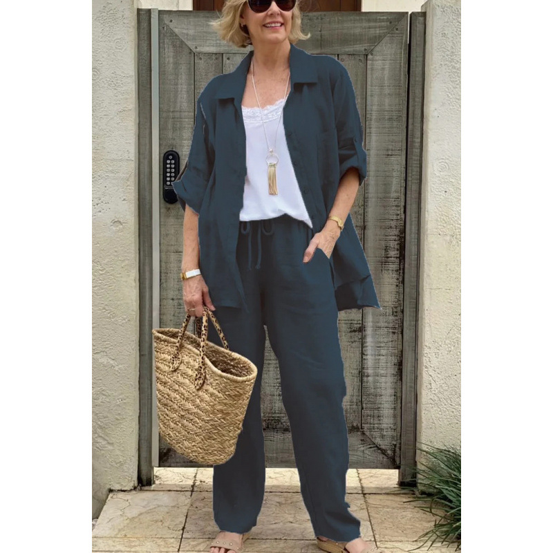 Zahraničný obchod Nový dámsky košeľový oblek 2024 Ležérny mestský oblek Nezávislá stanica Dámske oblečenie Aliexpress Amazon